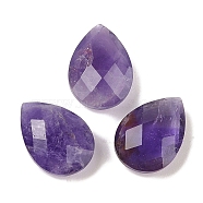 Natural Amethyst Cabochons, Teardrop, Faceted, Grade A, 18x13x6mm(G-C146-05A)