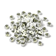 Handmade Polymer Clay Beads, Bees, White, 6.5x9x4mm, Hole: 1.8mm(CLAY-H005-11)