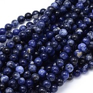 Round Natural Sodalite Beads Strands, 8mm, Hole: 1mm, about 49pcs/strand, 15.3 inch(G-F222-39-8mm)