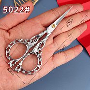 Stainless Steel Scissors, Embroidery Scissors, Sewing Scissors, with Zinc Alloy Handle, Stainless Steel Color, 112x45mm(PW-WG15650-08)