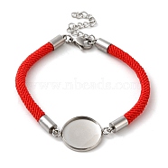 Milan Cord & 304 Stainless Steel Bracelets Making, with Round Tray, Red, Tray: 16mm, 7-3/8 inch(18.6cm)(MAK-H004-02G-P02)