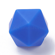 Food Grade Eco-Friendly Silicone Focal Beads, Chewing Beads For Teethers, DIY Nursing Necklaces Making, Icosahedron, Medium Blue, 16.5x16.5x16.5mm, Hole: 2mm(SIL-T048-14mm-34)
