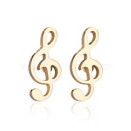 304 Stainless Steel Music Note Studs Earrings with 316 Stainless Steel Pins for Women, Golden, 9x4mm(MUSI-PW0001-23G)
