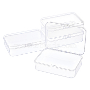 Transparent Plastic Bead Containers, with Hinged Lids, Flip Cover, Rectangle, White, 12.7x8.8x3.5cm, Inner Size:12.2x8.4cm(CON-WH0074-66)