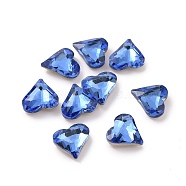 Glass Rhinestone Cabochons, Pointed Back & Silver Back Plated, Heart, Sapphire, 8x8x3mm(GGLA-P002-09A-04)
