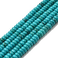 Natural Howlite Beads Strands, Dyed, Rondelle, Turquoise, 6~6.5x2.5~3mm, Hole: 1mm, about 139~140pcs/strand, 15.35~15.55''(39~39.5cm)(G-B049-C01-02A)