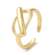 Brass Open Cuff Rings, Oval Toggle Clasp Style Ring for Women, Real 18K Gold Plated, 2~11mm, Inner Diameter: 17.3mm(RJEW-Q778-15G)