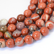 Natural Red Jasper Round Bead Strands, 8~8.5mm, Hole: 1mm, about 47pcs/strand, 15.5 inch(X-G-E334-8mm-27)