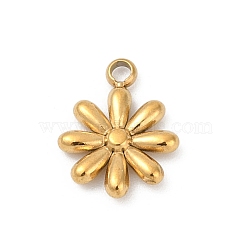 304 Stainless Steel Pendants, Ion Plating(IP), Flower Charms, Real 14K Gold Plated, 11.5x9x2mm, Hole: 1.5mm(STAS-L283-25G-03)