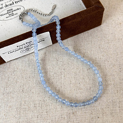 Round Synthetic Stone Beaded Necklaces for Women, Handmade Unique Design Fashion Jewelry, Cornflower Blue, 4mm, 14.96 inch(38cm)(UZ5669-1)