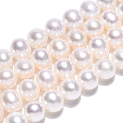 Natural Cultured Freshwater Pearl Beads Strands, Round, Creamy White, 5.5~7mm, Hole: 0.5mm, about 60~69pcs/strand, 14.65 inch~15.63 inch(37.2~39.7cm)(PEAR-N016-05A)