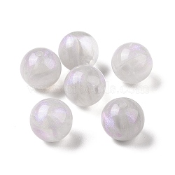 Opaque Acrylic Beads, Glitter Beads, Round, Light Grey, 15mm, Hole: 2mm, about 210pcs/500g(OACR-E014-19A-04)