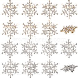 10Pcs 2 Colors Crystal Rhinestone Christmas Snowflake Brooch Pin, Alloy Lapel Pin for Women, Platinum & Golden, 37x33x3mm, 5Pcs/color(JEWB-GF0001-29)