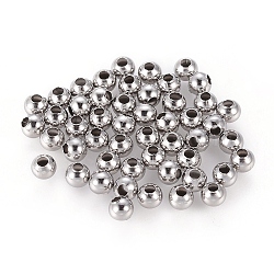 Non-Tarnish 304 Stainless Steel Round Seamed Beads, for Jewelry Craft Making, Stainless Steel Color, 2x2mm, Hole: 0.8mm(A-STAS-R032-2mm)