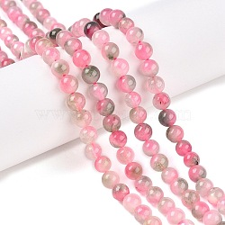 Dyed Natural White Jade Beads Strands, Two Tone, Round, Hot Pink, 6x6mm, Hole: 0.9mm, about 61~65pcs/strand, 14.65~15.2''(37.2~38cm)(G-T138-6mm-210-15)