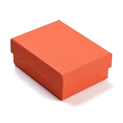 Rectangle Jewelry Cardboard Jewelry Boxes, with Sponge, for Earring, Ring, Necklace and Bracelets Gifts Packaging, Dark Orange, 9.2x7.1x3.5cm(CBOX-A009-02B)