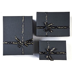 Paper Cardboard Box, Rectangle, Black, 3pcs/set(CON-WH0085-34)