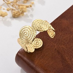 Brass Cuff Rings for Women, Vortex, Real 18K Gold Plated, 11mm, Inner Diameter: US Size 8 1/2(18.5mm)(RJEW-B119-12G)