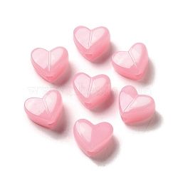 Imitation Jelly Acrylic Opaque Beads, Two Tone, Heart, Pink, 14x16x7mm, Hole: 3mm(SACR-R741-01F)