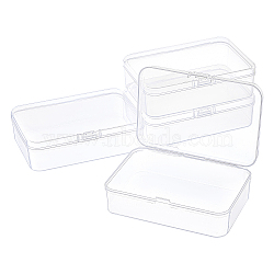 Transparent Plastic Bead Containers, with Hinged Lids, Flip Cover, Rectangle, White, 12.7x8.8x3.5cm, Inner Size:12.2x8.4cm(CON-WH0074-66)