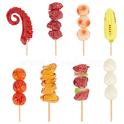 8Pcs 8 Style Simulation Food Plastic Model, with Wood Stick, for Dollhouse Props Decoration Accessories, Mixed Color, 62~89x15~37x13~22mm, 1pc/style(DJEW-DR0001-01)