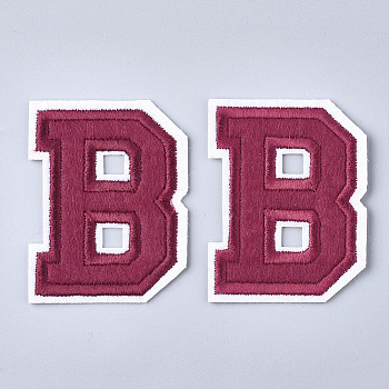 Computerized Embroidery Cloth Iron On Patches, Costume Accessories, Appliques, Letter, Letter.B, 56.5x44x1.5mm