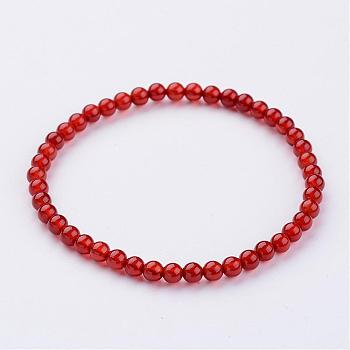 Natural Carnelian(Dyed & Heated) Beaded Stretch Bracelets, with Elastic Fibre Wire, 2-1/4 inch(55mm)