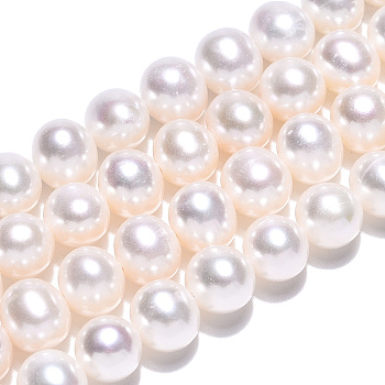 Natural Cultured Freshwater Pearl Beads Strands, Round, Creamy White, 5.5~7mm, Hole: 0.5mm, about 60~69pcs/strand, 14.65 inch~15.63 inch(37.2~39.7cm)