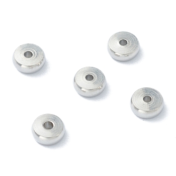 202 Stainless Steel Spacer Beads, Flat Round, Stainless Steel Color, 4x1.5mm, Hole: 0.9mm