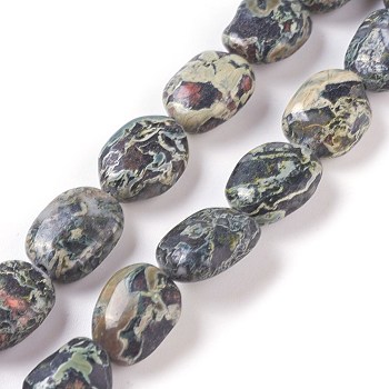 Natural Serpentine Beads Strands, Tumbled Stone, Nuggets, 14~17x12~12.5x6~7mm, Hole: 1.5mm, about 26pcs/strand, 15.66 inch(39.8cm)