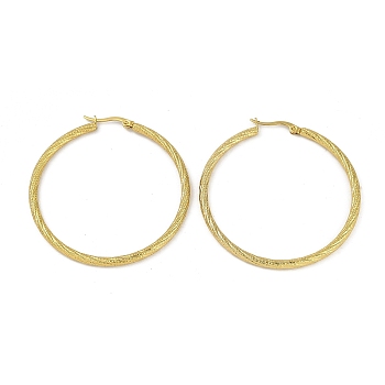 PVD Vacuum Plating 201 Stainless Steel Twist Hoop Earrings for Women, with 304 Stainless Steel Pins, Round Ring, Golden, 51x3mm