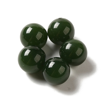 Natural Hetian Jade Beads, Half Drilled, Round Beads, 8mm, Hole: 1mm