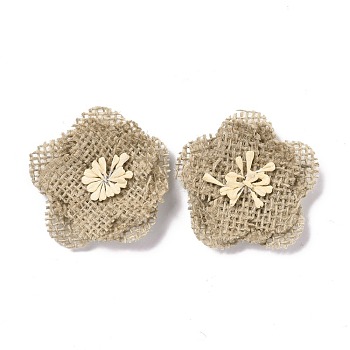 Handmade Linen Ornament Accessories, for DIY Craft Making, Flower, Tan, 51~52x10mm