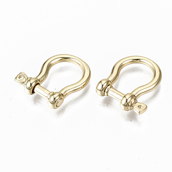 Brass D-Ring Anchor Shackle Clasps, for Bracelets Making, Nickel Free, Real 18K Gold Plated, 18~20x16x5mm, Hole: 1.2mm