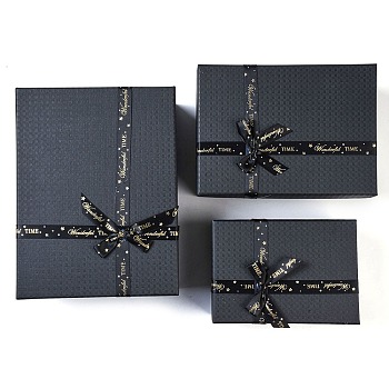 Paper Cardboard Box, Rectangle, Black, 3pcs/set