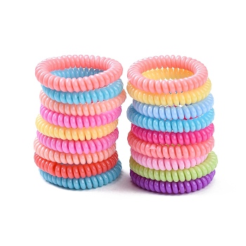 Plastic Telephone Cord Elastic Hair Ties, Ponytail Holder, Mixed Color, 19~23mm