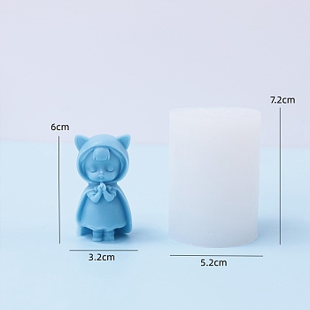 Girl DIY Food Grade Silicone Statue Candle Molds, Aromatherapy Candle Moulds, Portrait Sculpture Scented Candle Making Molds, White, 7.2x5.2cm