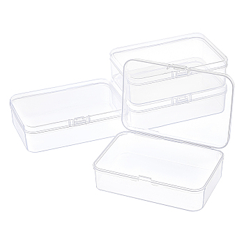 Transparent Plastic Bead Containers, with Hinged Lids, Flip Cover, Rectangle, White, 12.7x8.8x3.5cm, Inner Size:12.2x8.4cm