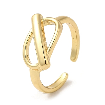 Brass Open Cuff Rings, Oval Toggle Clasp Style Ring for Women, Real 18K Gold Plated, 2~11mm, Inner Diameter: 17.3mm