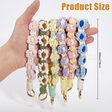 6Pcs 6 Colors Bohemia Cotton Daisy Wrist Strap Pendant Decorations(HJEW-GL0001-14)-2