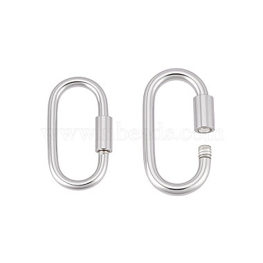 2Pcs 2 Styles 925 Sterling Silver Locking Carabiner Clasps(STER-PH0003-92)-1