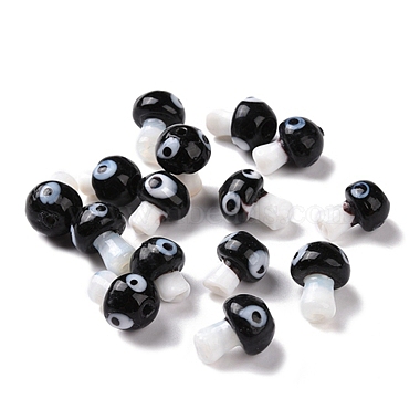 Black Mushroom Lampwork Beads