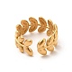 PVD Vacuum Plating 304 Stainless Steel Leafy Branch Open Cuff Ring for Women(RJEW-P081-01G)-3