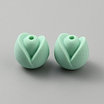 Flower Food Grade Eco-Friendly Silicone Beads, Medium Spring Green, 15x14.5x13.5mm, Hole: 2mm(SIL-WH0013-47E)