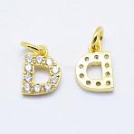 Brass Micro Pave Grade AAA Cubic Zirconia Charms, Letter D, Cadmium Free & Nickel Free & Lead Free, Real 18K Gold Plated, 8x5.5x1.5mm, Hole: 2mm(ZIRC-P067-11G-D-NR)