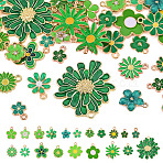40Pcs 20 Styles Alloy Pendants, with Enamel, Flower Charms, Mixed Color, 11.3~35x9~21x1.2~3mm, Hole: 1.6~2mm, 2pcs/style(ENAM-TA0003-98)
