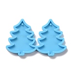 DIY Christmas Tree Pendant Silicone Molds, Resin Casting Molds, For UV Resin, Epoxy Resin Jewelry Making, Deep Sky Blue, 41x68x5mm, Hole: 1.5mm, Inner Diameter: 37x31mm(DIY-D060-36)