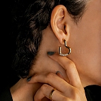 Valentine's Day 304 Stainless Steel Rhinestone Stud Earrings for Women, Heart, Golden, 24.5x24x4mm(EJEW-L315-04G)