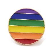 Pride Rainbow Theme Enamel Pins, Light Gold Alloy Badge for Backpack Clothes, Colorful, Flat Round, 20.5x1.5mm(JEWB-G031-01D)