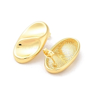 Rack Plating Brass Stud Earring, Long-Lasting Plated, Oval, Oval, 28.5x15.5mm(EJEW-C078-05A-G)